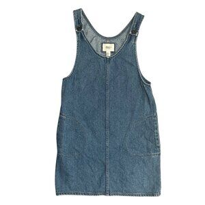 Forever 21 Denim Overall Jumper Mini Dress Pockets Women's Size XS 90's Casual
